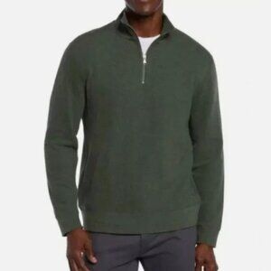 NEW Banana Republic Mens L Waffle Quarter Zip Pullover Sweater Green